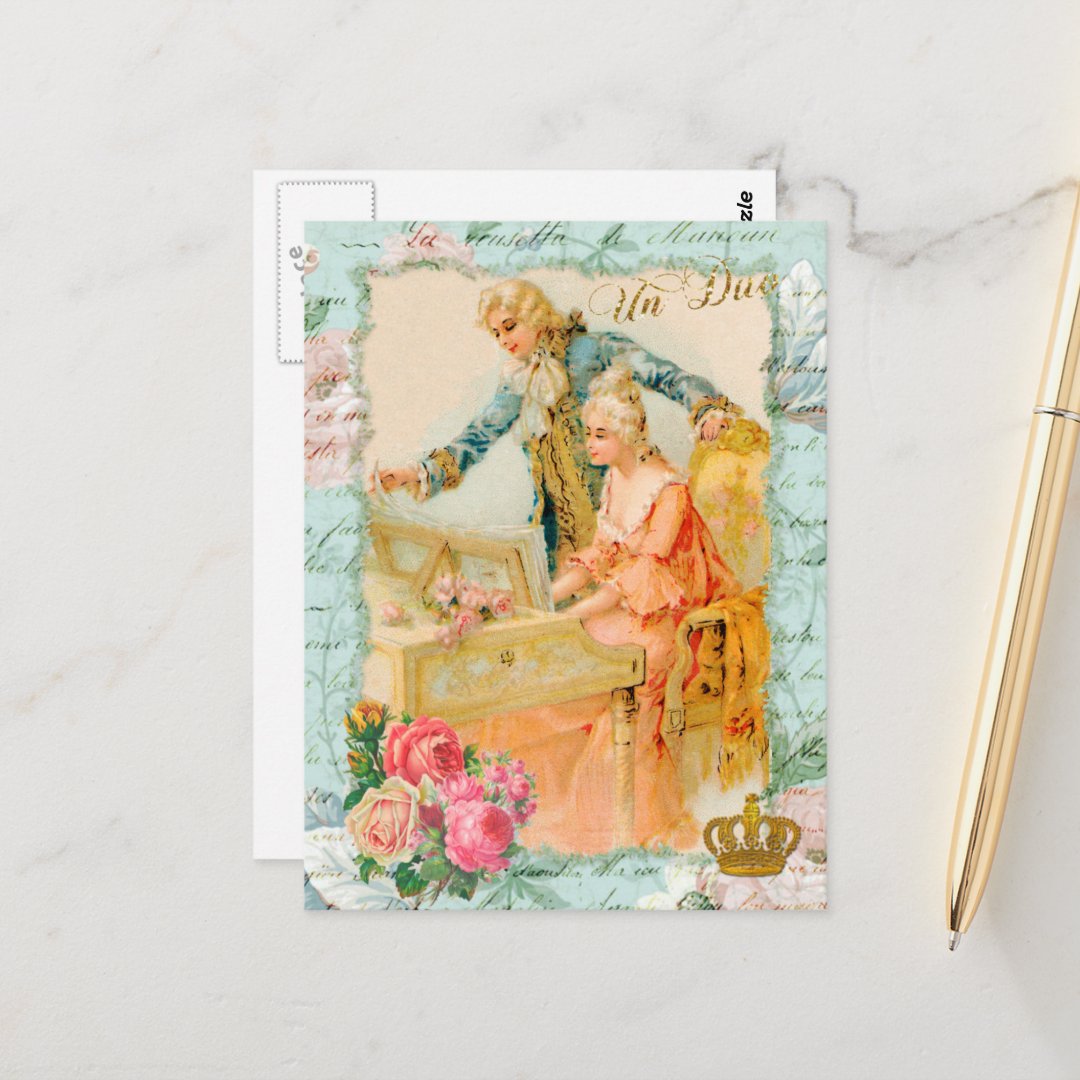 Marie Antoinette Rococo Piano Postcard