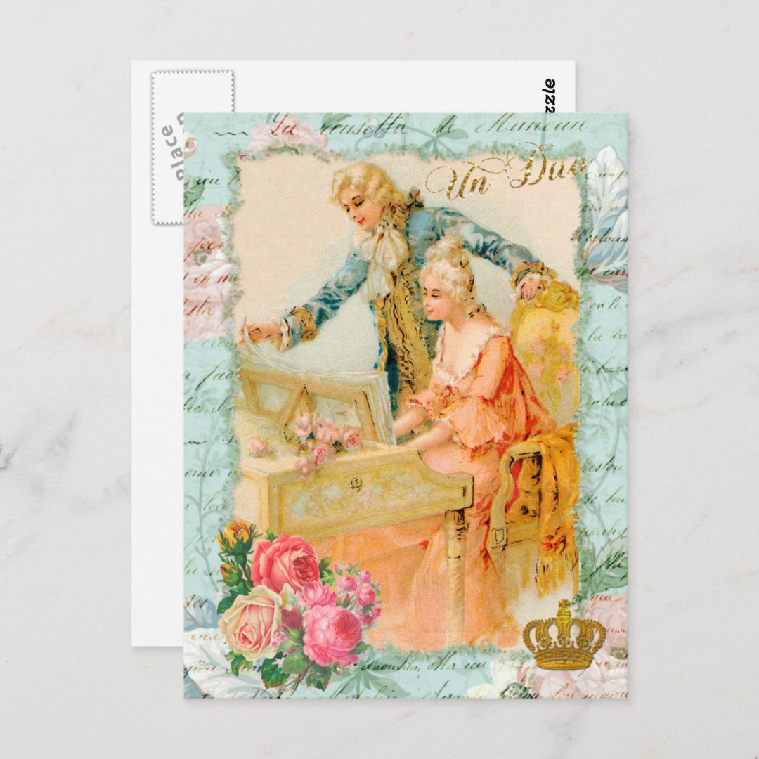 Marie Antoinette Rococo Piano Postcard