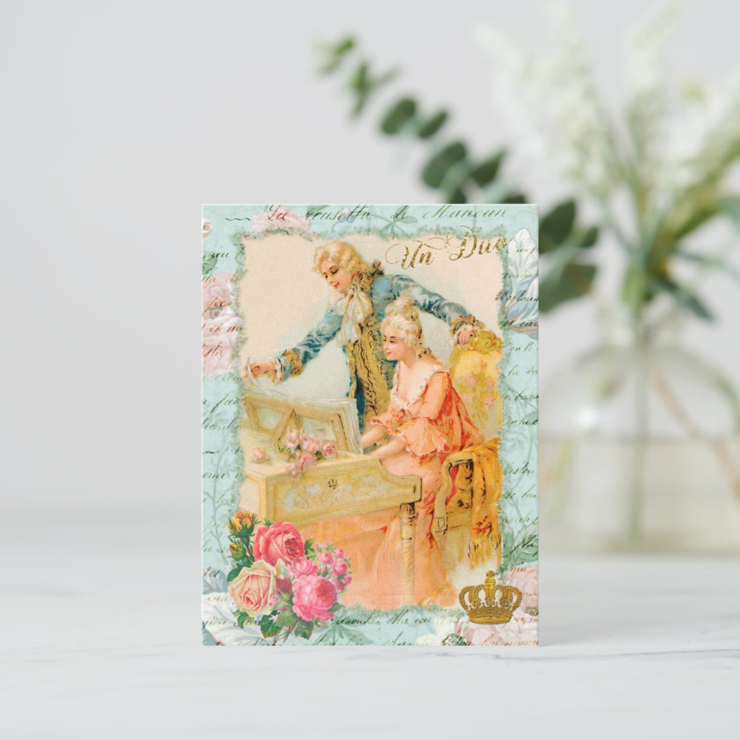 Marie Antoinette Rococo Piano Postcard