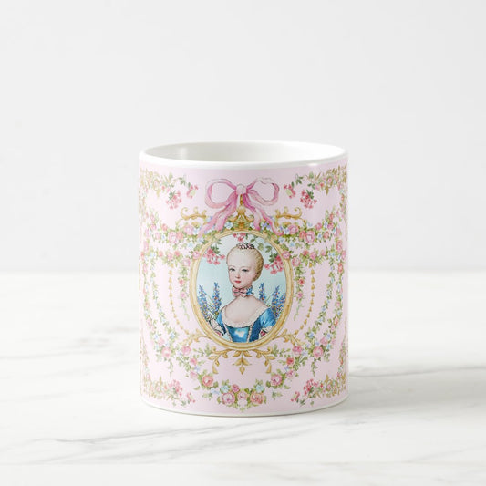 Marie Antoinette pink rose frame Mug